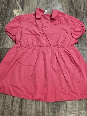 Motherhood Maternity Pink Short Sleeve Peplum Blouse Size XL